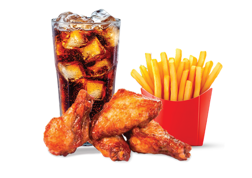 CHICKEN WINGS + POMMES + COLA 
